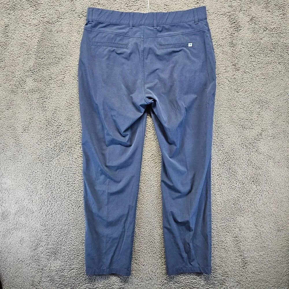 1764 Golf Pants Men Size 36x32 Blue Straight Leg Performance Chino Elastic Waist